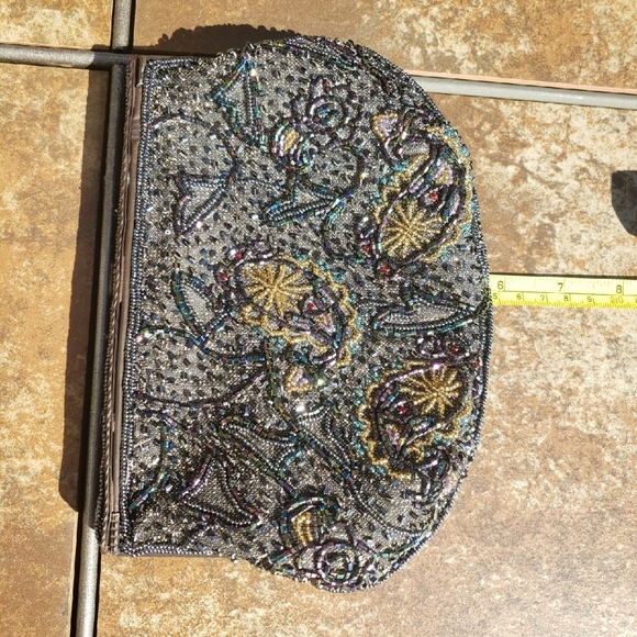 VINTAGE Lord And Taylor Black Beaded Handbag - Picture 4 of 12